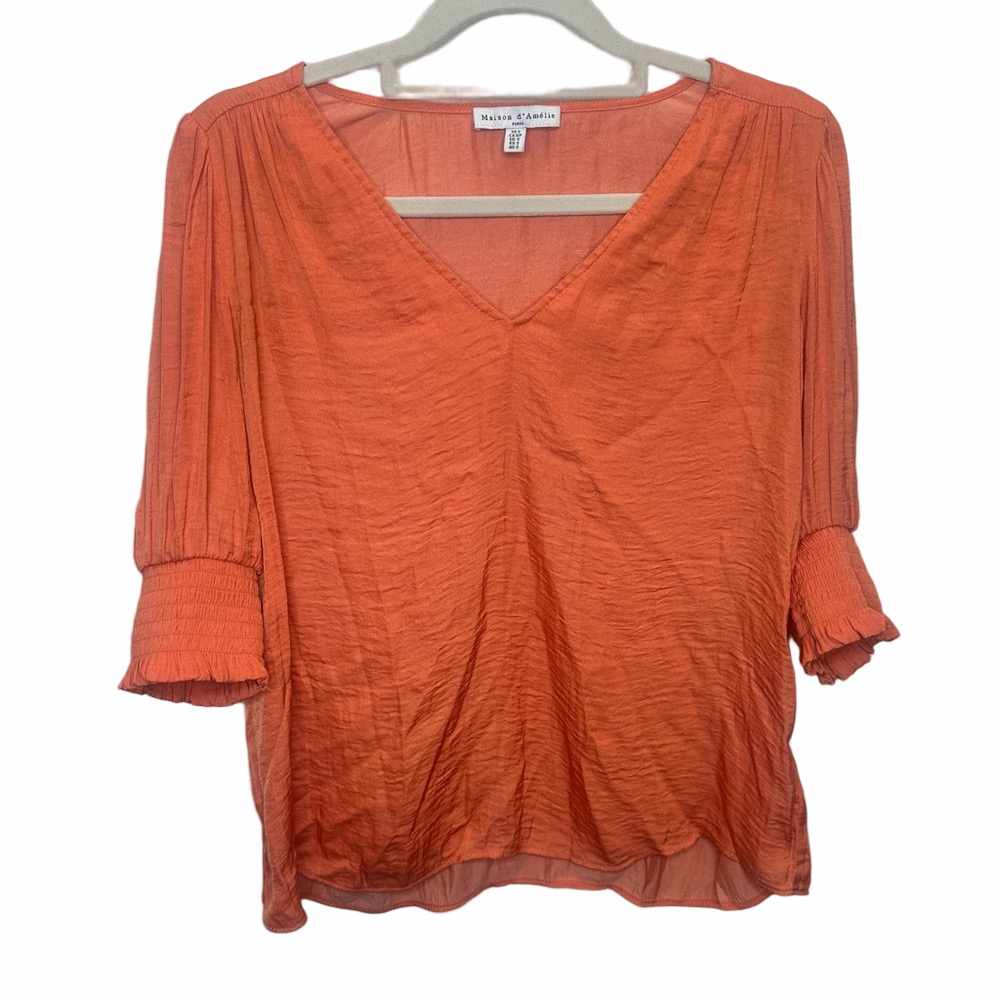 Maison d’Amelie Orange Blouse Size Small